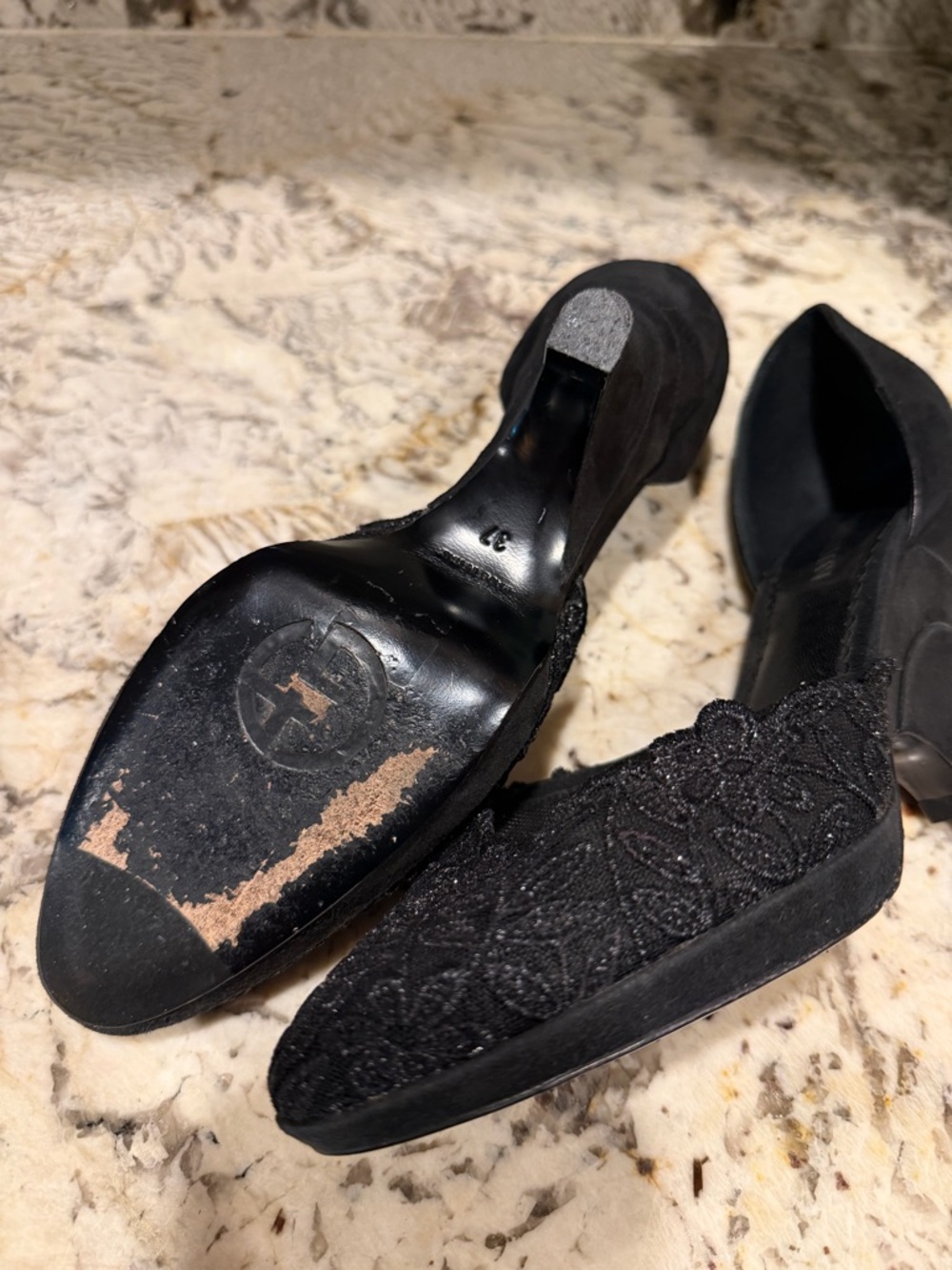 Giorgio Armani Black Lace Heel Wedge Pumps Sexy Date Night Baddie Designer - Picture 9 of 10